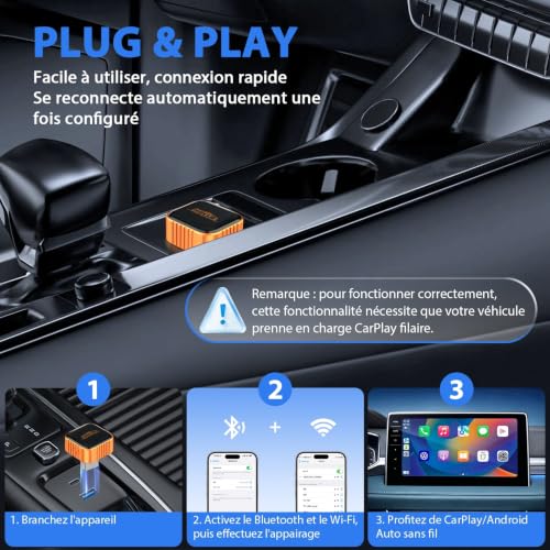 Mini Wireless CarPlay Adapter: 2 in 1 CarPlay and Android Auto Wireless Adapter Quick Connection Stable and No Delay Plug & Play Dongle for Car USB-A/C Compatible with iPhone and Android
