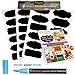 Chalkboard Labels Complete Bundle: 48 Fancy Stickers for jars + Blue Erasable Chalk Marker w/ Reversible Tip - Completely Reusable - Best for Organising Home and Office