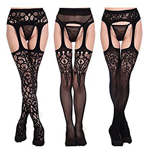 ADESUGATA-Womens-Sexy-Suspender-Giarrettiera-a-rete-in-pizzo-Set-intimo-donna-Collant-bretelle-Calze-autoreggenti-Giarrettiera-a-forma-di-pizzo-Lingerie-alta-Collant-3-pezzi