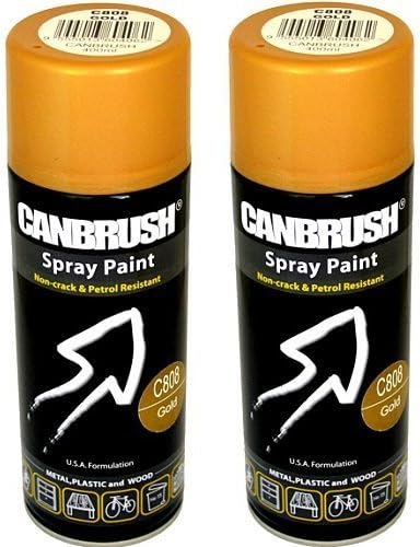 2 x CANBRUSH Spray Paint - For Metal Plastic &amp; Wood 400ML - Gold by CANBRUSH