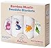 Swaddle Blanket (Premium Bamboo Muslin) 4 Pack + Bonuses: Stroller Clips & Baby Sleeping Guide By BabyVoice (White)