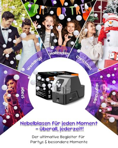 Fog Machine, 450 W Fog Bubble Machine with Wireless Remote Control, 3-in-1 Bubble Fog Machine, Make Bubble, Fog Bubble, Continuous Fog for Halloween, Christmas, Party, Wedding, Birthday, Holiday