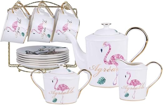 Amazon.com: Juego de té de porcelana china con diseño de flamenco, para té, tazón de cerámica: Kitchen \u0026 Dining