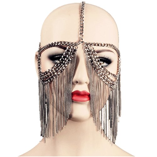 Buy ZYZF Women Egyptian Tribal Punk Tassel Metal Head Face Chain Veil