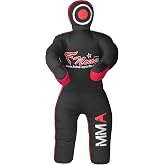 MMA Grappling Dummy, for Judo, Wrestling, Brazilian Jiu Jitsu, Submission and Throwing UNFILLED Canvas Bag (Black Red, 47 Inches (4 feet))