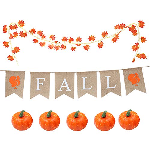 Xiaz Fall Banner With 7 6 Feet Fake Fall Maple Leaf Garland And