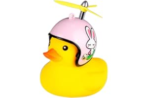 GOCOHHI Duck Bike Bell, Rubber Bike Horn, Cute Yellow Duck Bicycle Decorations, Squeeze Duck Bicycle Horns with Propeller Helmet