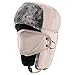 mysuntown Winter Hats for Women Men Trapper Ushanka Hat with Ear Flaps Warm Russian Bomber Hats for Cold Weather Khaki