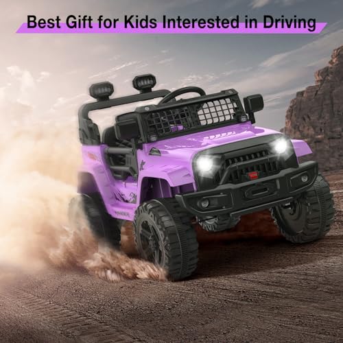 Gigicloud Carrito Montable Eléctrico para Niños con Control Remoto, Carro Eléctrico Niño Montable con Luces Led, Reproductor de Música Bluetooth, Suspensión de Resorte, 12V