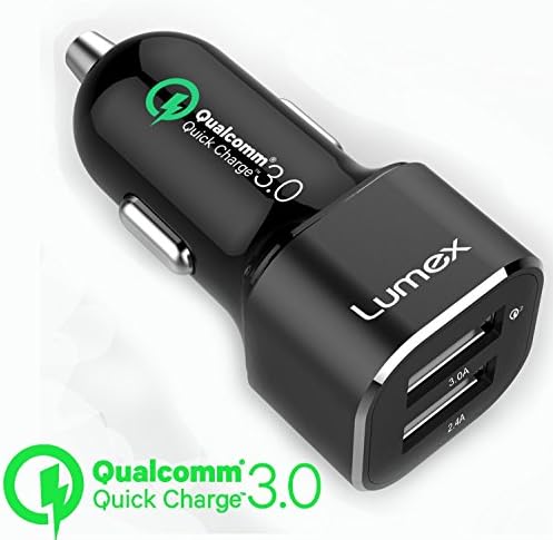 Lumex 2-Port USB Car Charger 5.4A/39W Quick Charge 3.0 Dual USB Ports 2.4 &amp; 3.0 for iPhone 7 / 6s / 6 / 6 Plus, iPad Air 2 / mini 3, Galaxy S6 / Edge / Plus, Note 5, Bluetooth Headsets, GPS and More