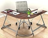 SHW L-Shaped Home Office Corner Desks Wood Top, Walnut