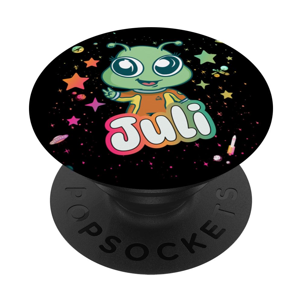 JULI - Adorable girl name with cute Alien PopSockets Swappable PopGrip