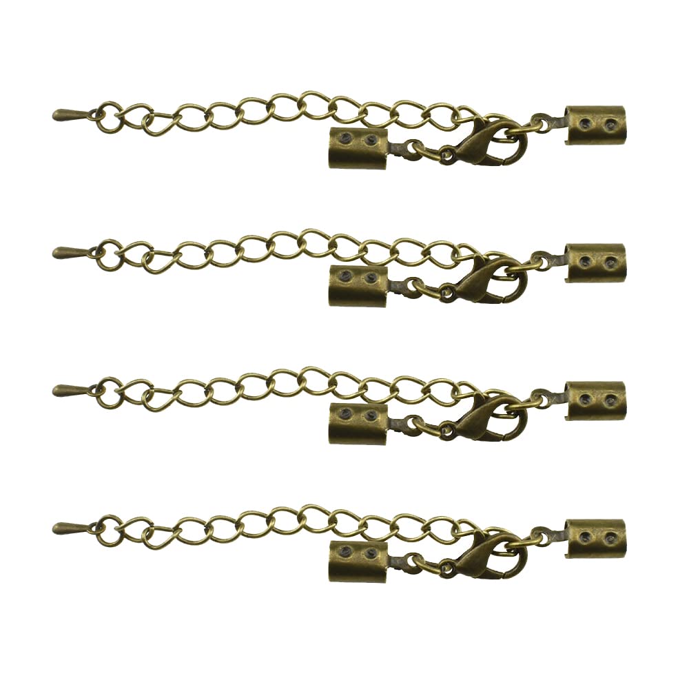 Photo 1 of Suguenha 4 x 34mm Lobster Claws with Cord End Caps Sturdy Copper Gold Silver 6 Pairs for Necklaces Bracelets Beading Jewelry Craft Making