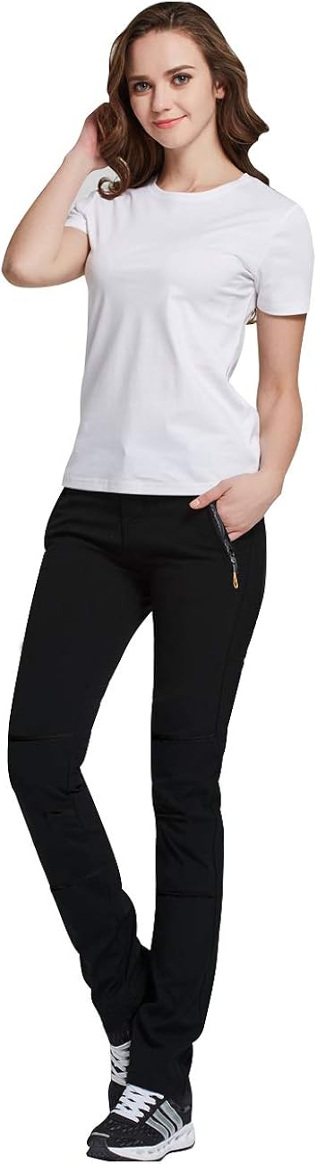 Camii Mia Women's Winter Warm Outdoor Slim Windproof Waterproof Ski Snow Fleece Hiking Pants: Clothing
