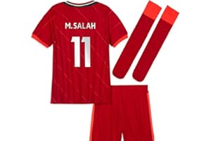 GENERIC Liverpool Salah Red Home 2022 Soccer Kids Jersey + Shorts + Socks Set Kit Size Large (10-11 Years Old) for Youth