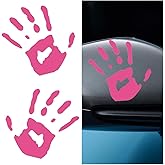 2PCS Car Wave Stickers, Wave Sign Decal Auto Waving Hand Stickers for Rearview Mirror Left Right, The Lazy Waver Car Decoration Compatible with Most Cars, SUVs (Pink)