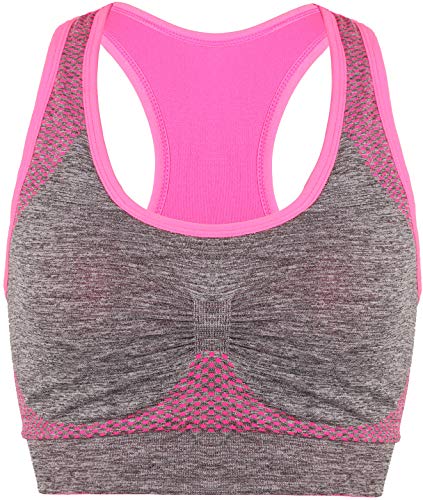 Women's Seamless Sports Bra High Impact Pocket Yoga Bras XL Pink