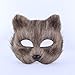 RANDER Halloween Animal vizard Mask glyptostrobus Men and Women Half Face Props Short Hair Cute Fox (Grey)
