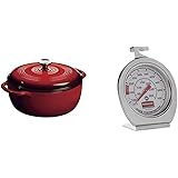 Lodge Enameled Cast Iron Dutch Oven With Stainless Steel Knob and Loop Handles, 6 Quart, Red & Rubbermaid Commercial Products