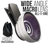 ZenLens All-in-one iPhone Camera Lens Kit for Stunning Smartphone Pictures - Universal Smart Phone 15X Zoom Macro & 0.45X Wide Angle Lenses for Mobile Photography - Nonslip Rubber Grip & Leather Pouch