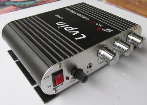 Dkang Hi-Fi 2 Channel Audio Power Car Stereo Amplifier Amp + Heavy Bass Output,Connect to any Speakers,Support Booster Radio MP3 MP4 iPod or CD player (Black)