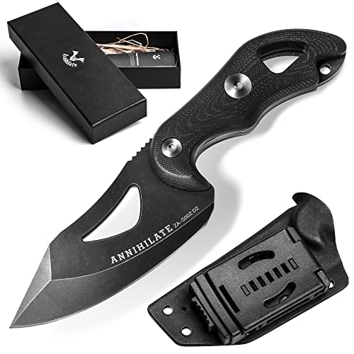 ZUNE LOTOO Tactical Knife Fixed Blade Knife with Sheath D2 Steel &G10