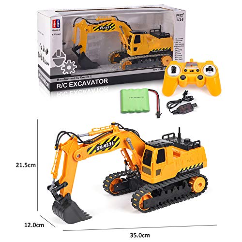 DOUBLE  E RC Trucks Remote Control Excavator Tractor with 800mAh Battery Metal Shovel 2.4GHz Control Construction Toys - Thumbnail 6