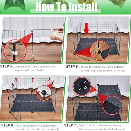2 Tier Large Cat Cage Crate DIY Pet Playpen Detachable Dense Metal Wire Ferret Cage Indoor Cat Kennels for Kitten Puppy Bunny Exercise (Black, 27.56 x 27.56 x 27.56 Inches)