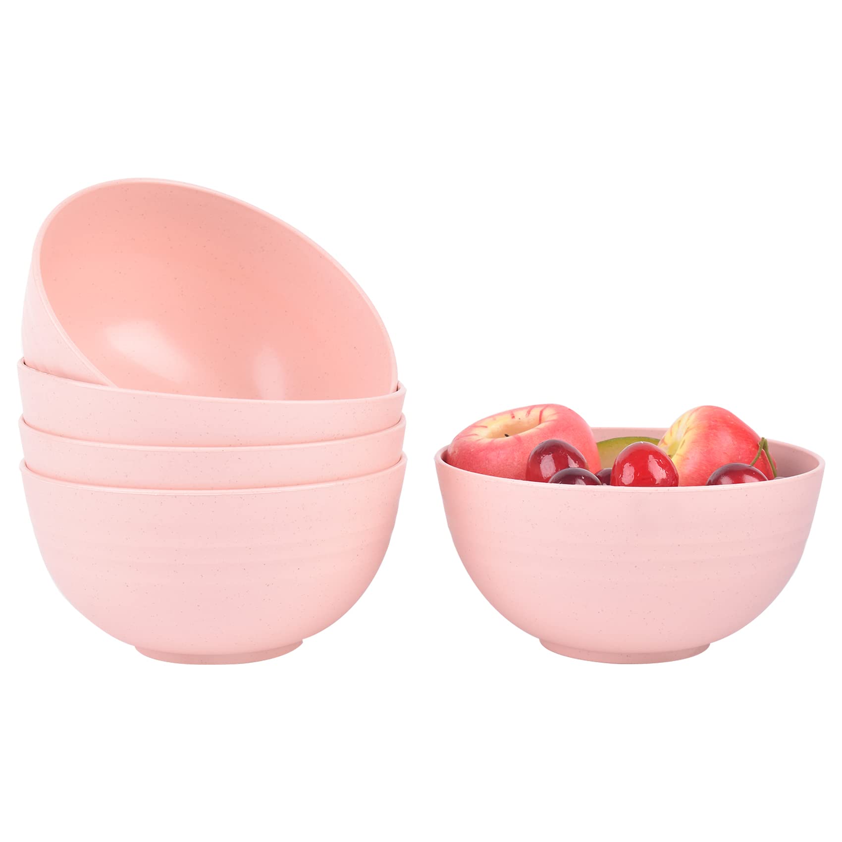 IDISON 5PCS Cereal Bowls Pasta Bowls, 24 OZ Unbreakable Bowls Lightweight Durable Snack Bowls Dishwasher & Microwave Safe Bowls for Rice, Soup, Fruit（Pink）