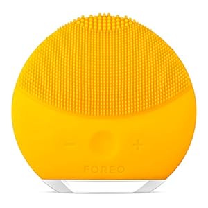 FOREO LUNA mini 2 Facial Cleansing Brush, Gentle Exfoliation and Sonic Cleansing for All Skin Types, Sunflower Yellow
