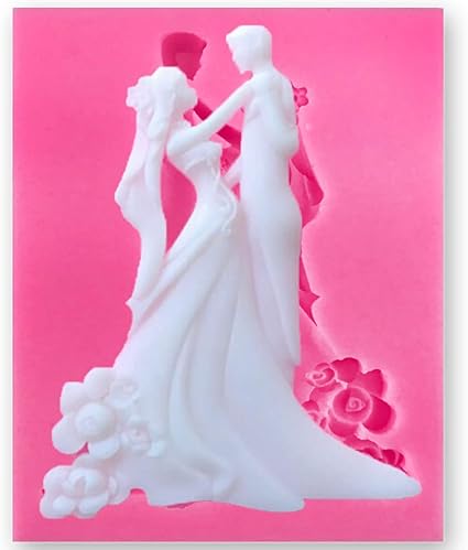 Amazon Hengke 新郎新婦用フォンダンケーキトッパー シリコン型 カップル ダンシング型 ゼリー シュガー チョコレート フォンダン シリコン型 シュガークラフト キャンディ ケーキ デコレーション カップケーキトッパー アイスジュエリー Hengke 飴 チョコレート型