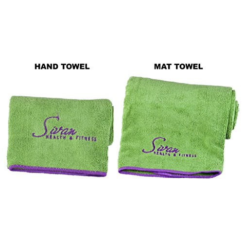 Sivan Health And Fitness 100% Microfiber Non-slip Yoga Towel (20" x 30"), Super Absorbent, Durable, Machine Washable (Green & Lavender) - Thumbnail 2