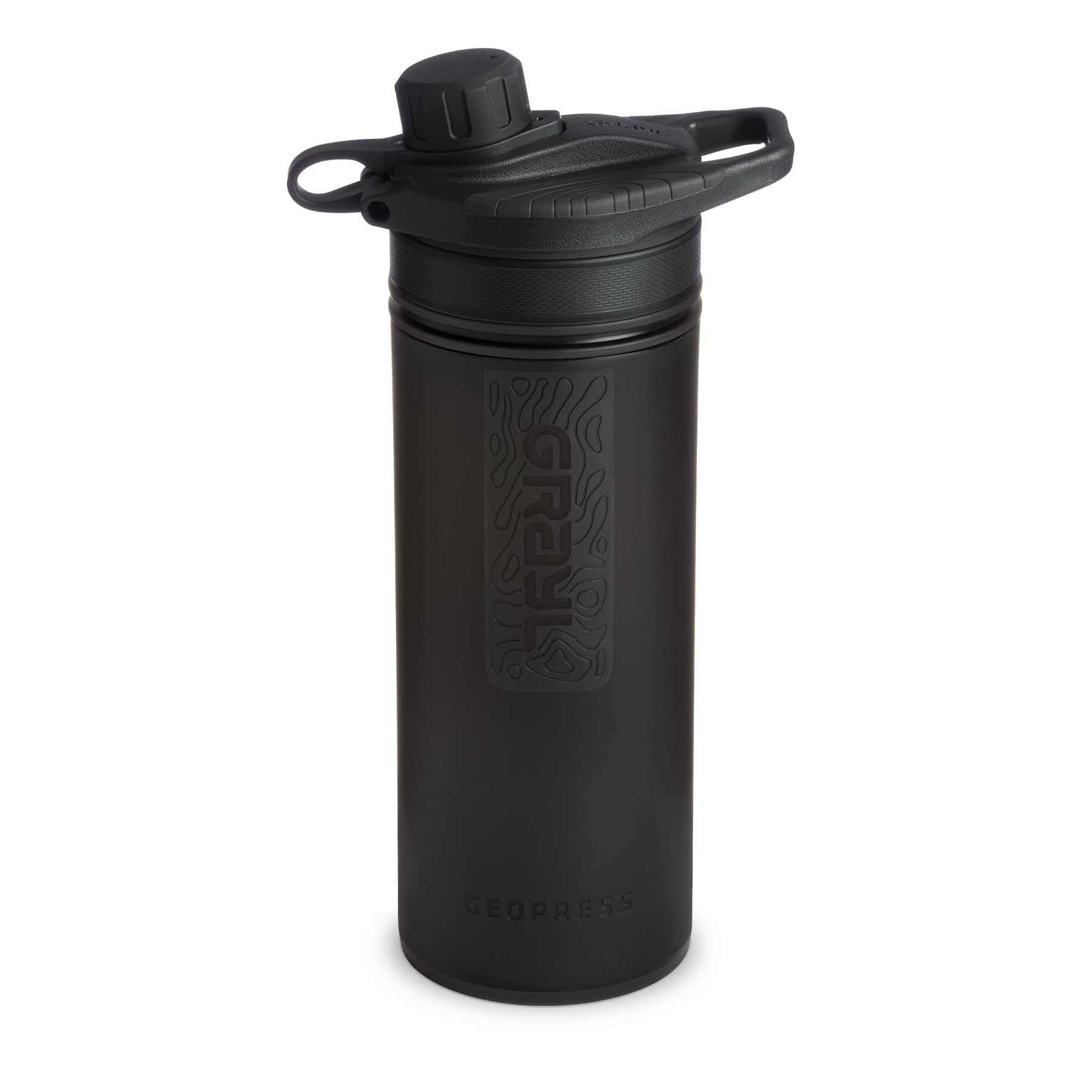 GRAYL GeoPress 710ml Water Purifier Bottle - Filter for Hiking, Camping, Survival, Travel (Covert Black)