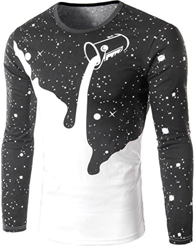 Jamickiki Men's Milk Printed Long Sleeve T-shirt Size XXL