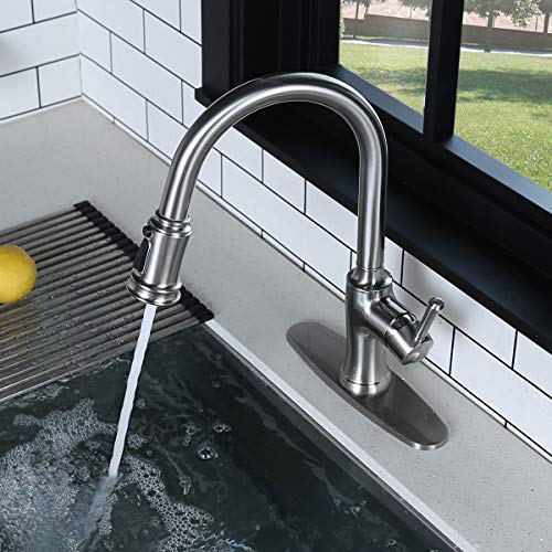 WOWOW Pull Down Kitchen Faucet Stainless Steel Kitchen Sink Faucets