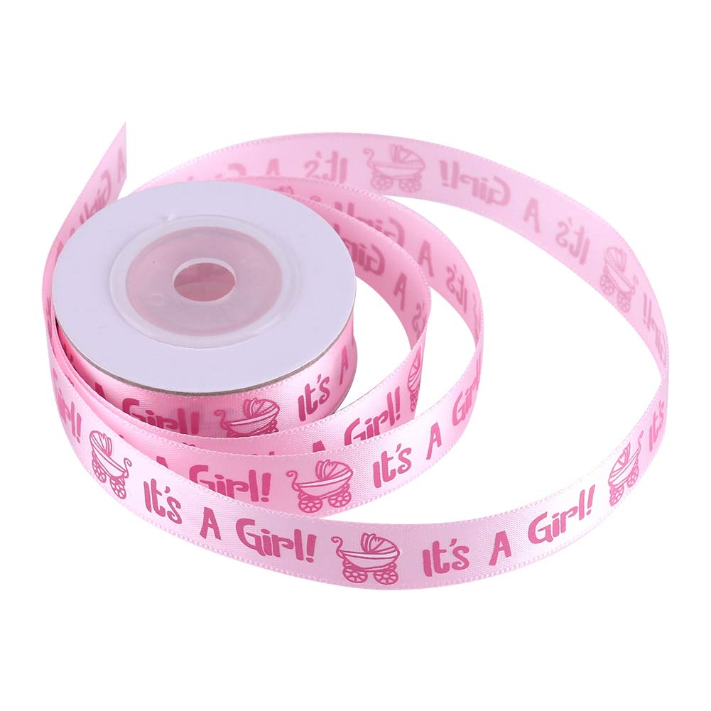 Baby Shower Satin Ribbon, Pink and Blue, It's a Boy/Girl Print, 10 Yard Roll, Pack of 2, Polyester, for Party Favors and Christening Gifts