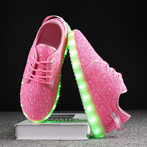XZSPR Breathable LED 7 Colorful Light Up Shoes Flashing Sneakers for Kids Boys Girls (Little Kid/Big Kid),A3008,Pink,30