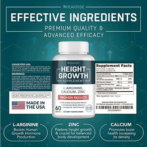 Height Pills - Natural Get Taller Supplement for Bone Grow - Made in USA - Grow Vitamins for Kids & Adults - Growth Pills with Calcium, Vitamin D3 - Height Increase Without Growth Hormone