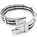 KONOV Mens Stainless Steel Bracelet, Biker Link Cuff Bangle, Black Silver