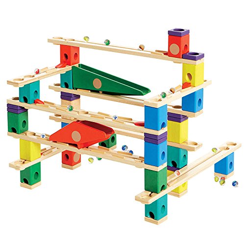 Hape Quadrilla Wooden Marble Run Construction - Autobahn - Quality Time Playing Together Wooden Safe Play - Smart Play for Smart Families