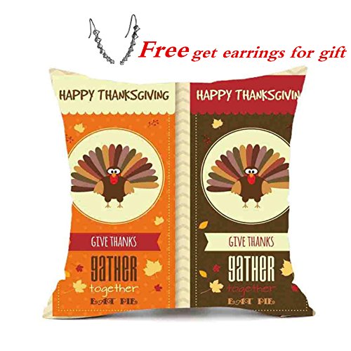 Challyhope Thanksgiving Day Festival Fall Harvest Decorative Pillow Case Sofa Waist Throw Cushion Cover Print Pillowslip (18"x18", C) - Thumbnail 5