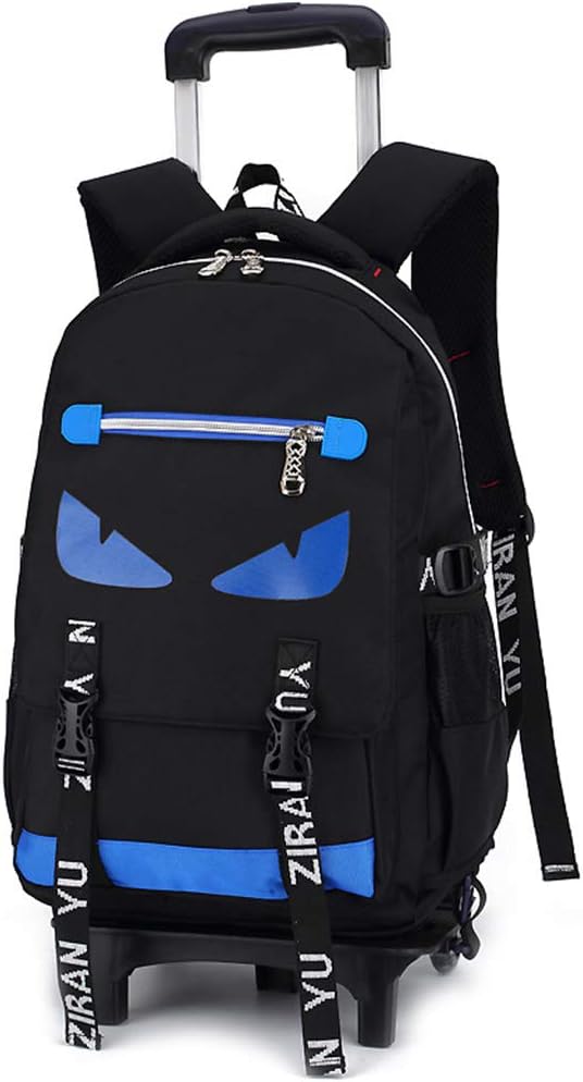 Fashion Black Rolling Backpack for Boys School Bags with Wheels Trolley Wheeled Backpacks