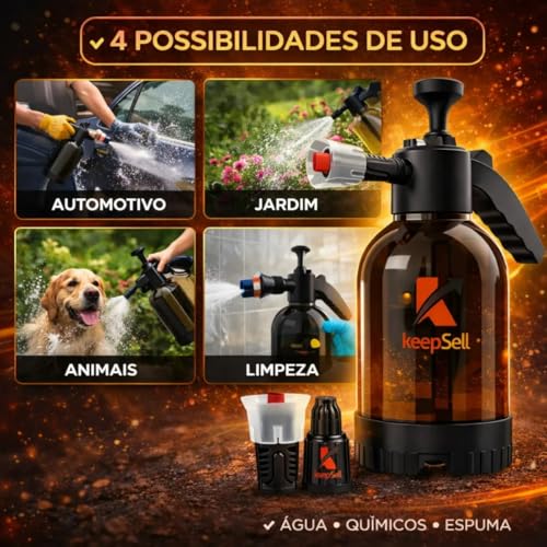 K-SELL IMPORTS Pulverizador Manual 2 Litros Borrifador Snow Foam De Espuma Bomba De Alta Pressão, Válvula De Alívio, 2 Bicos Ajustável