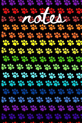 Notes, Paw Print Notebook: Rainbow dog inspired notebook,Journal,Diary