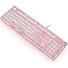 Gaming Keyboard,Retro Punk Typewriter-Style, Blue Switches, White Backlight, USB Wired, for PC Laptop Desktop Computer…