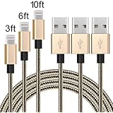 IVVO Lightning Cable 3Pack 3FT 6FT 10FT Nylon Braided 8 Pin Lightning Cable Cord USB Charging Cable charger for Apple iPhone 7/7 Plus/6/6s/6 Plus/6s Plus/5/5c/5s/SE,iPad iPod Nano iPod Touch
