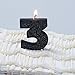 Amscan Birthday Celebration, Numeral #3 Glitter Candle, Party Supplies, Black, 3 1/4