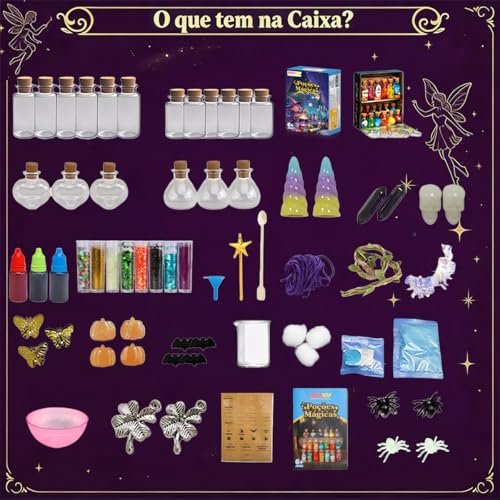Kit Experimentos Ciência STEM Educacional Infantil Mais de 50+ Combinações de Química, Brinquedo Didático Presente Criança (Kit de Poções Mágicas)