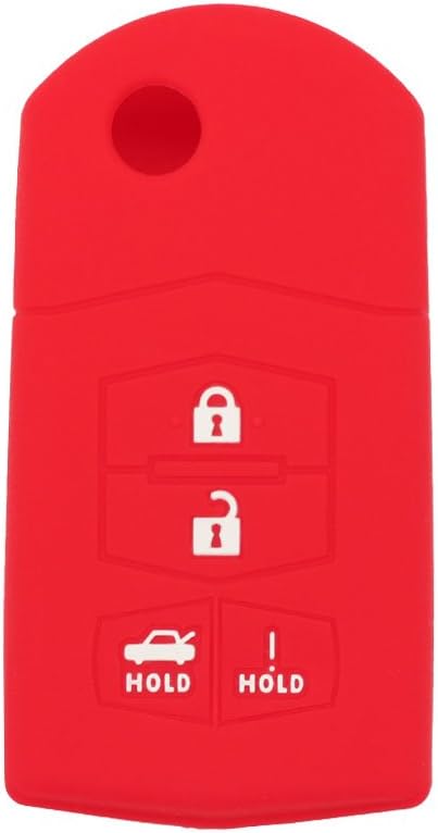 BROVACS Silicone Cover Protector Case Holder Skin Jacket Compatible with MAZDA 4 Button Flip Remote Key Fob CV2534 Red