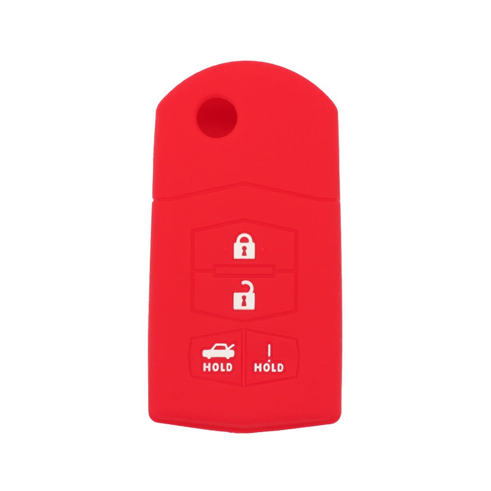 BROVACS Silicone Cover Protector Case Holder Skin Jacket Compatible with MAZDA 4 Button Flip Remote Key Fob CV2534 Red